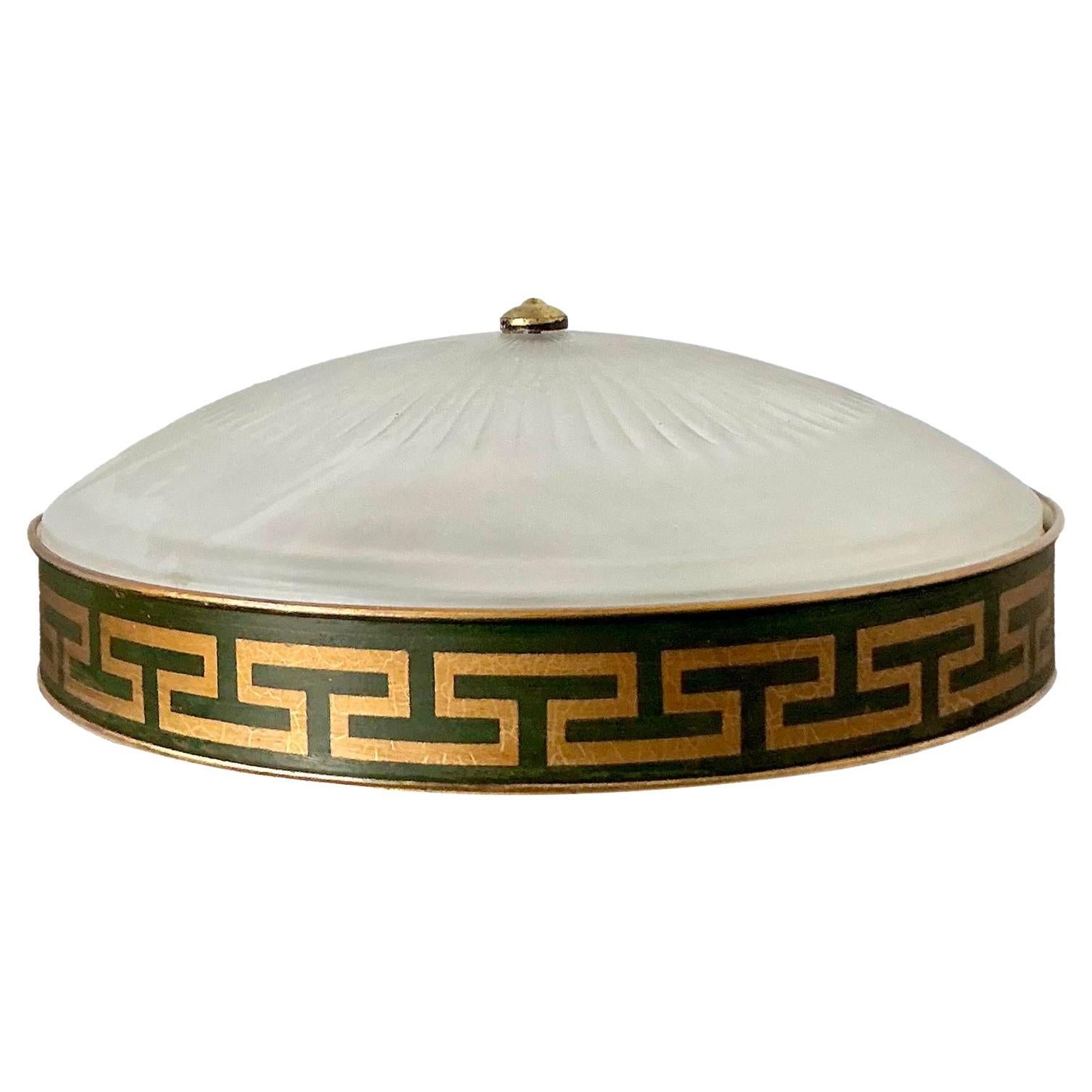 Vintage Regency Vaughan Greek Key Flush Mount Lamp in vendita