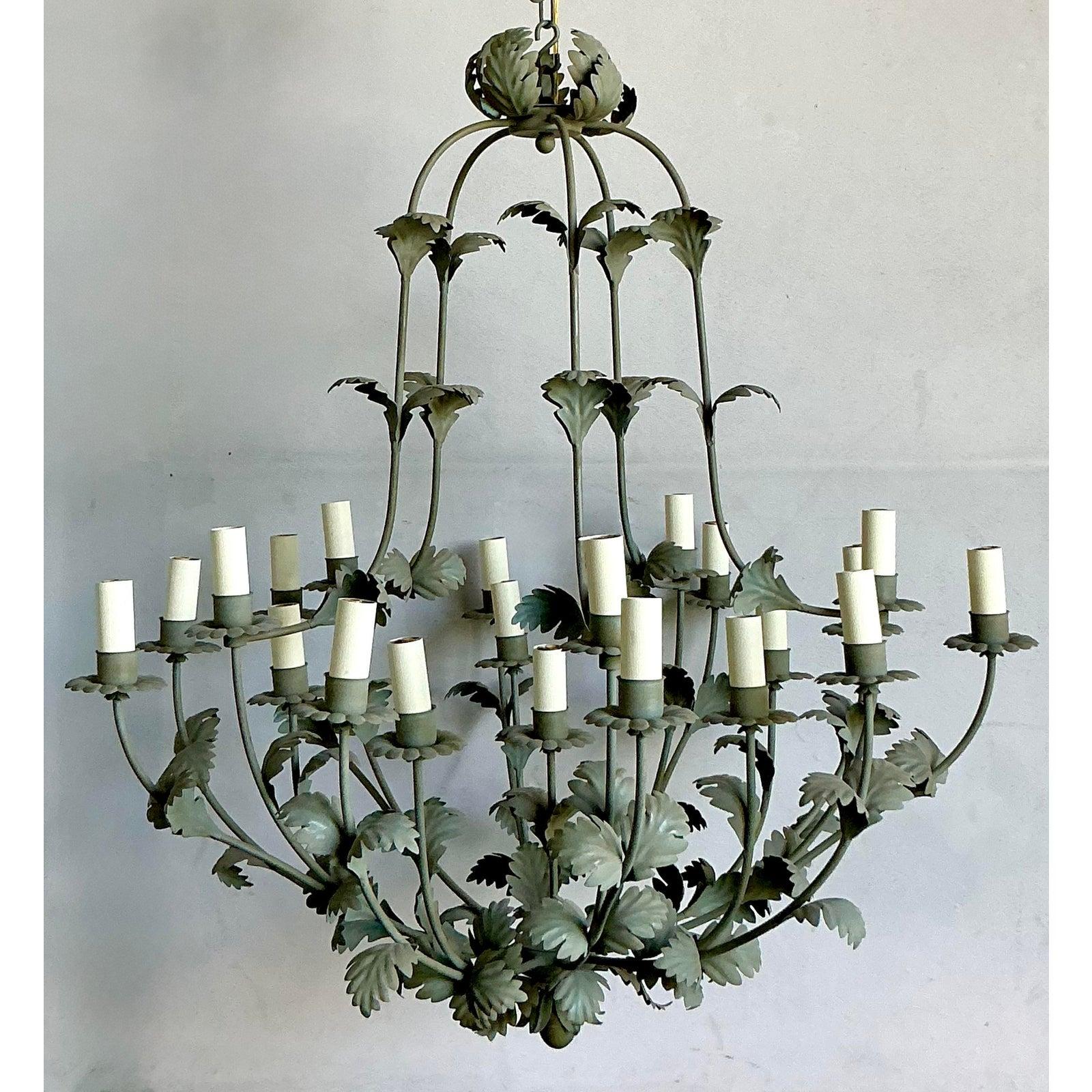 Hollywood Regency Vintage Regency Vaughn Foliate Chandelier For Sale