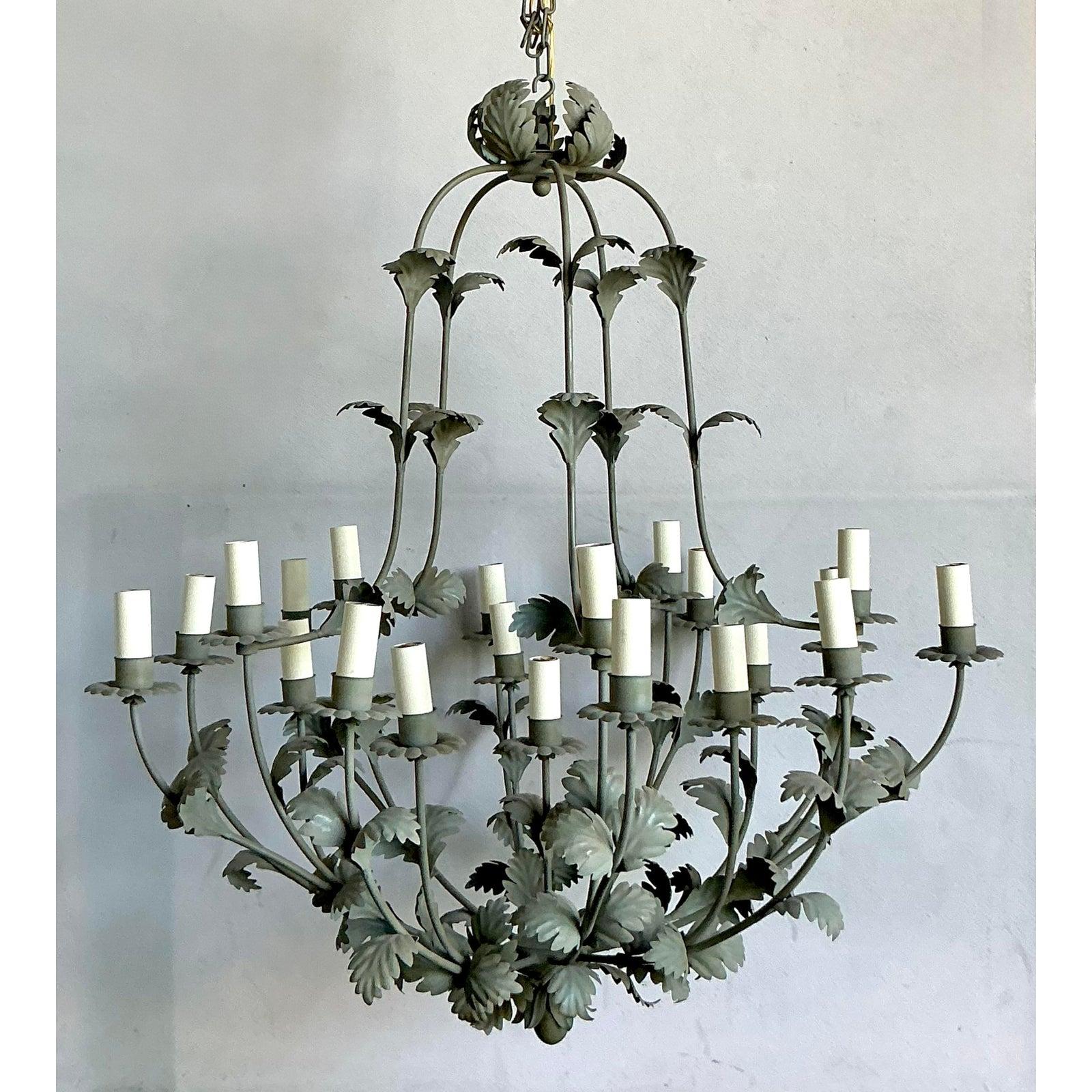 Contemporary Vintage Regency Vaughn Foliate Chandelier For Sale