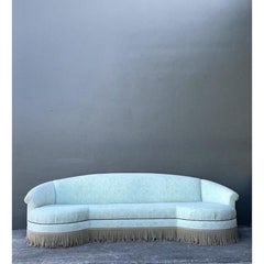 Canapé incurvé en velours Vintage Regency