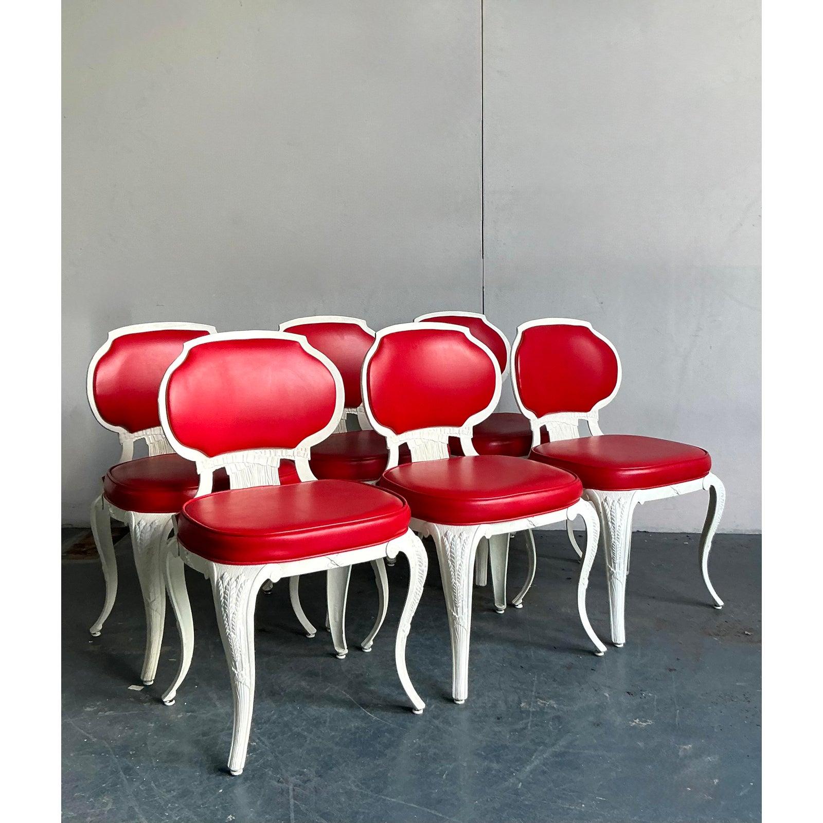 Américain Chaises de salle à manger en fonte d'aluminium Vintage Regency Venemen - Lot de 6 en vente