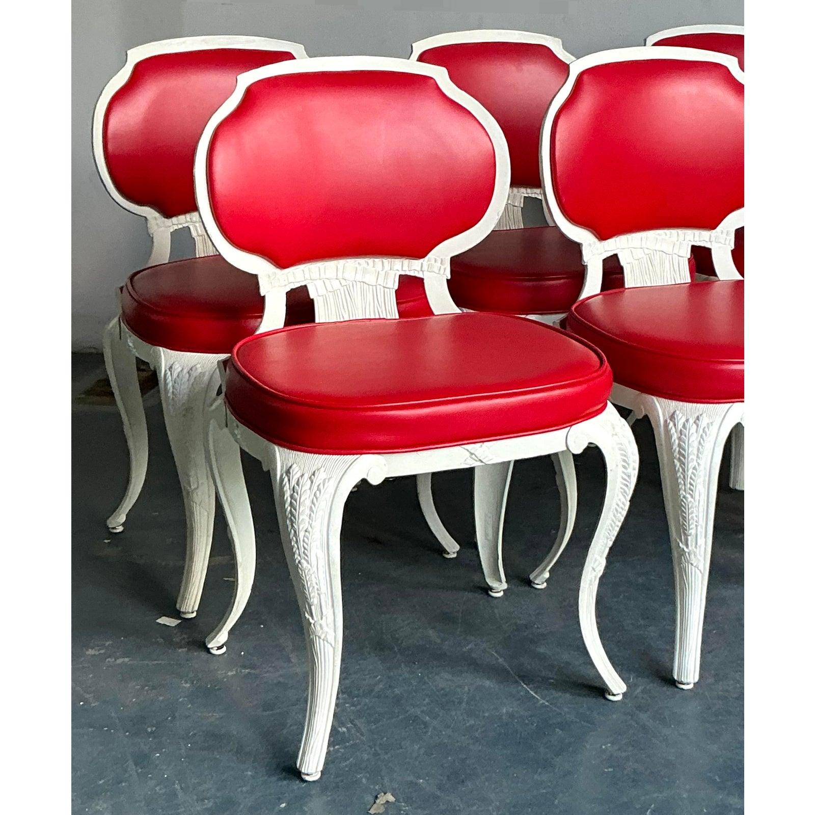 20ième siècle Chaises de salle à manger en fonte d'aluminium Vintage Regency Venemen - Lot de 6 en vente
