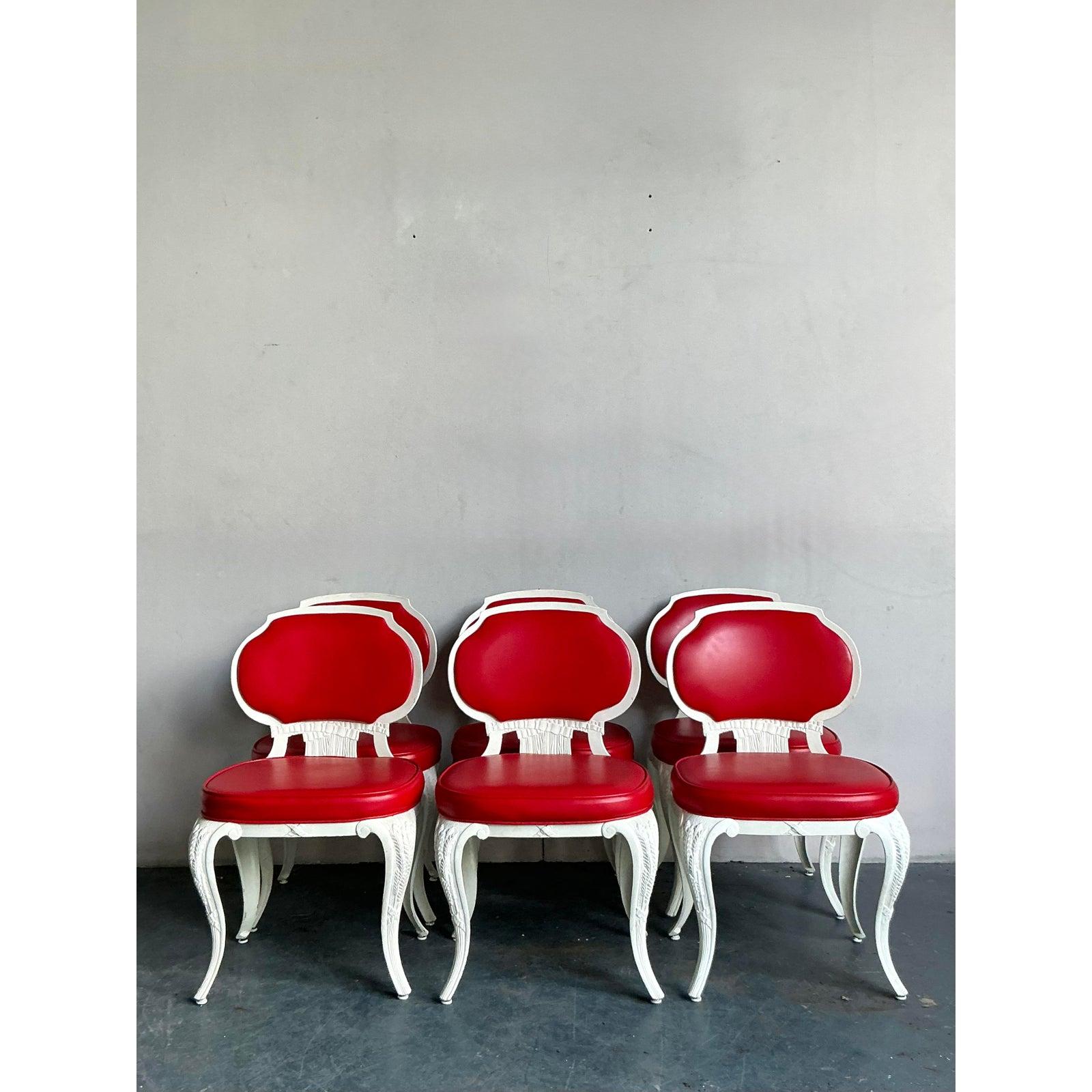 Chaises de salle à manger en fonte d'aluminium Vintage Regency Venemen - Lot de 6 en vente 1