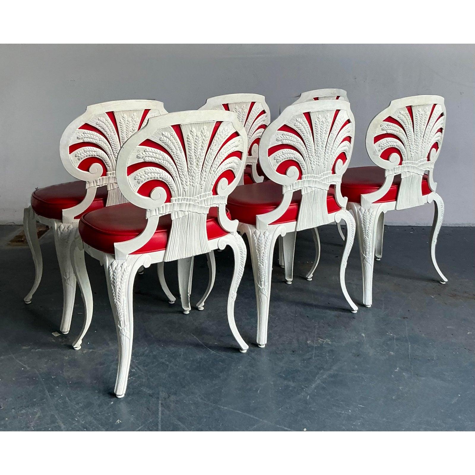 Chaises de salle à manger en fonte d'aluminium Vintage Regency Venemen - Lot de 6 en vente 2