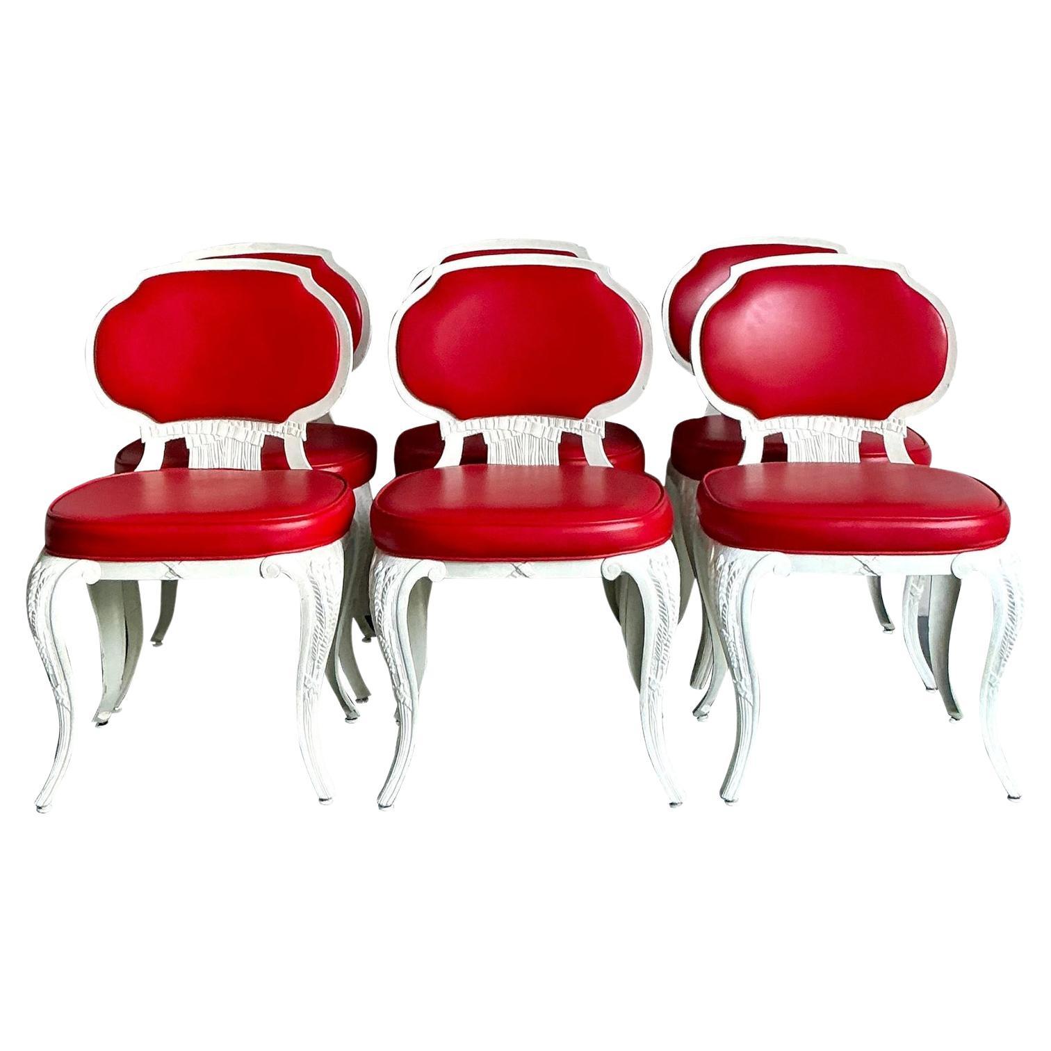 Vintage Regency Venemen Cast Aluminum Dining Chairs - Set of 6