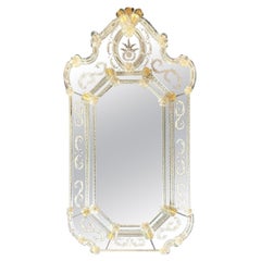 Vintage Regency Venetian Etched Glass Mirror