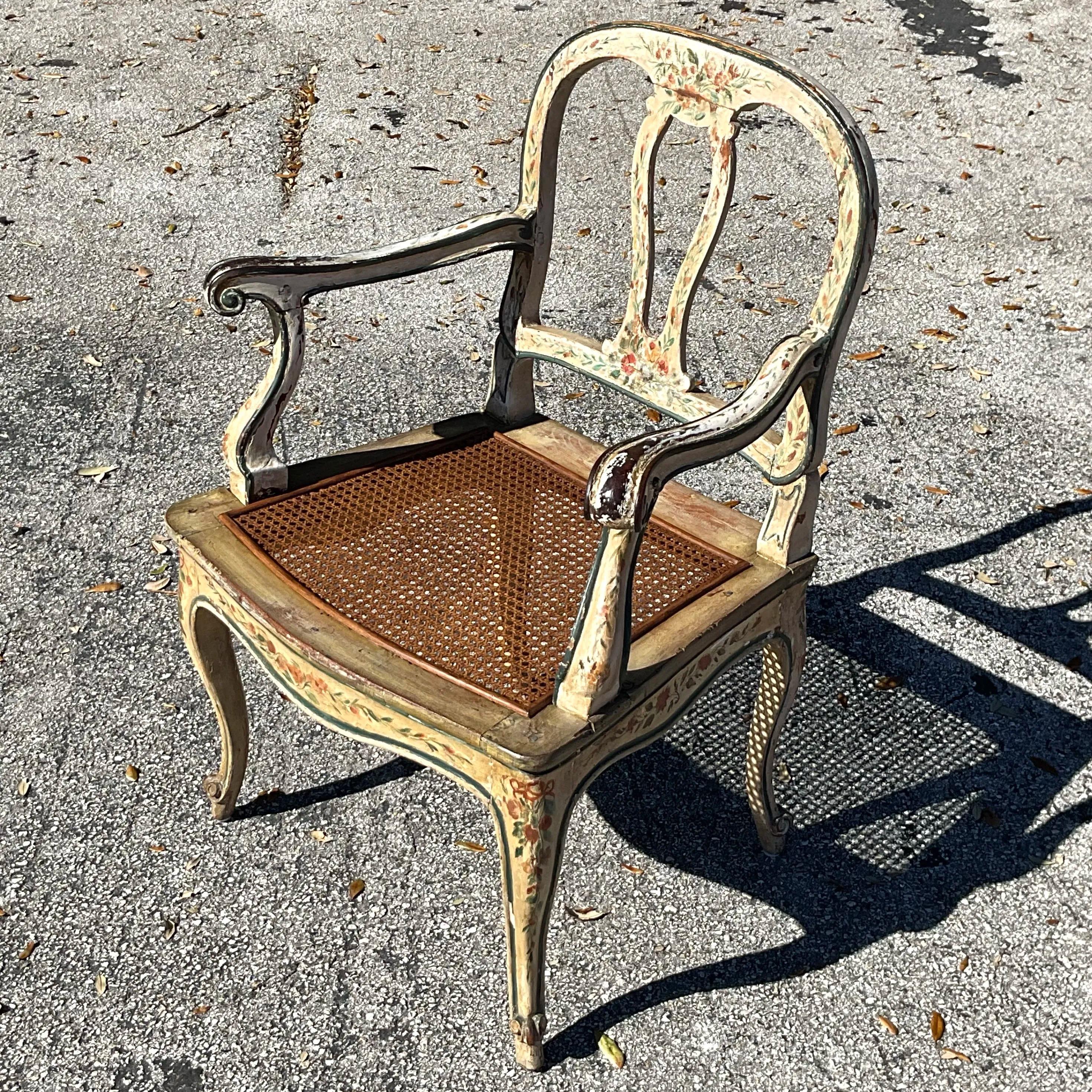 Vintage Regency venezianischen Hand gemalt Cane Stuhl im Angebot 5