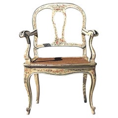 Vintage Regency Venetian Hand Painted Cane Chair
