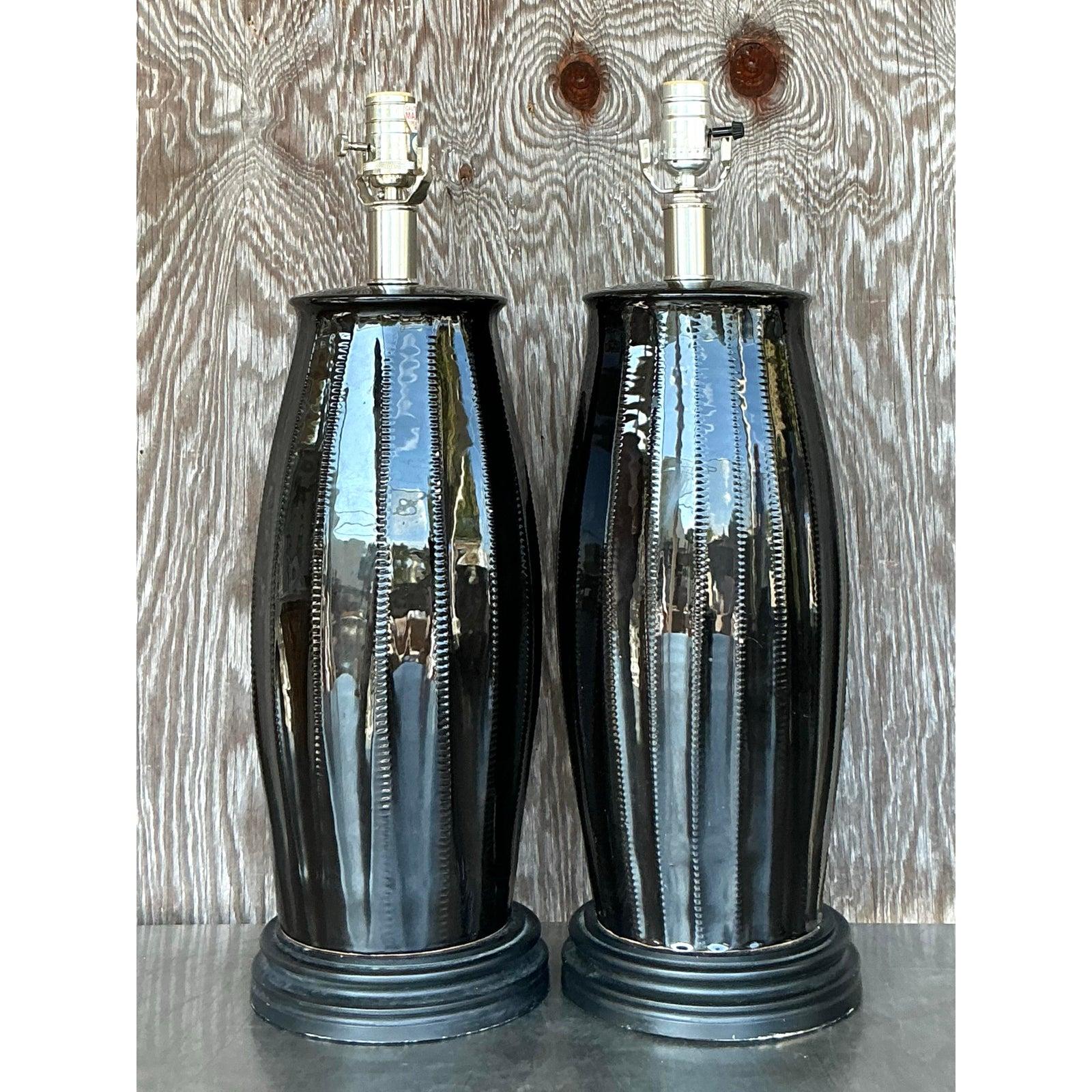Lampade da tavolo vintage in ceramica smaltata di Vietri - Una coppia in vendita 4