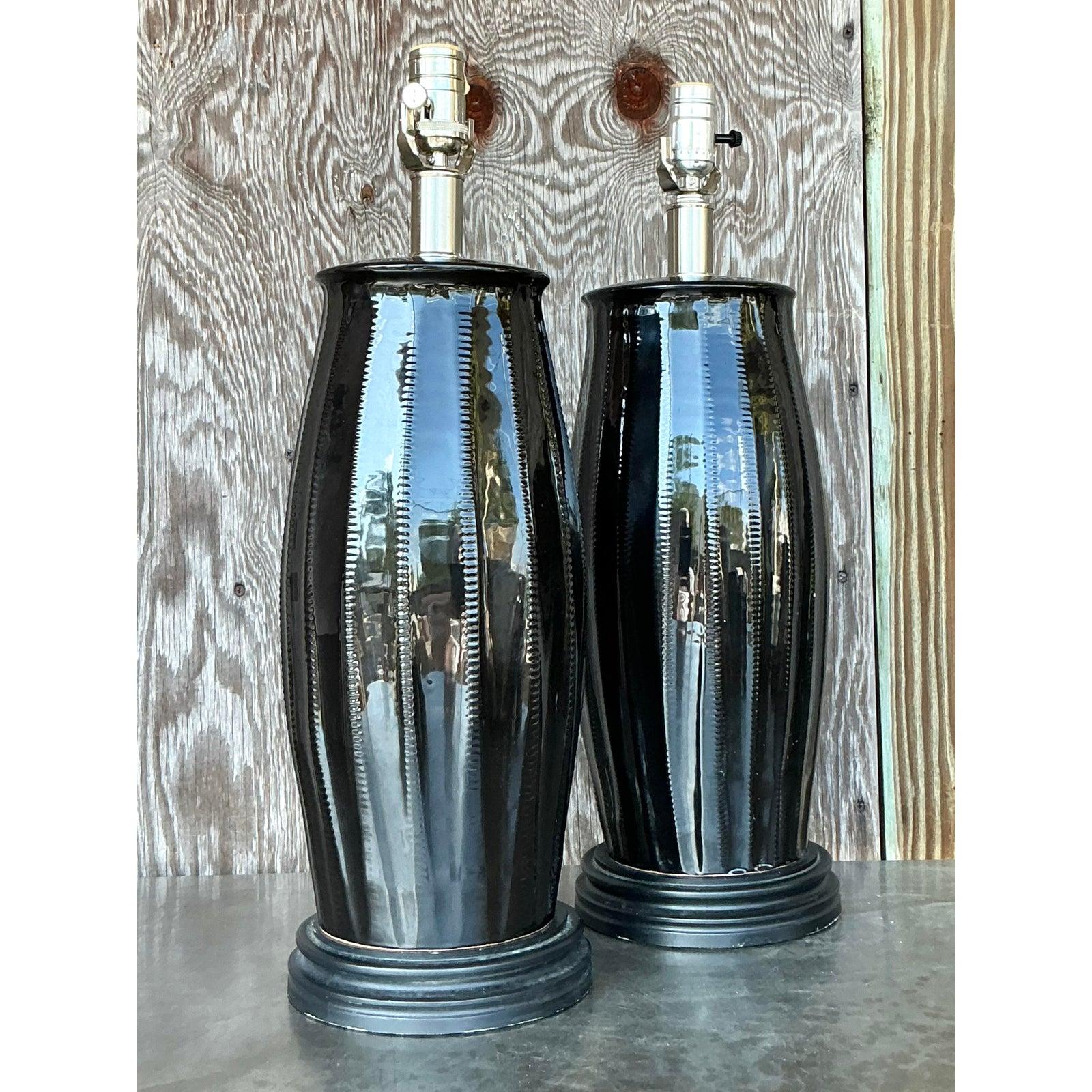 Lampade da tavolo vintage in ceramica smaltata di Vietri - Una coppia In condizioni buone in vendita a west palm beach, FL