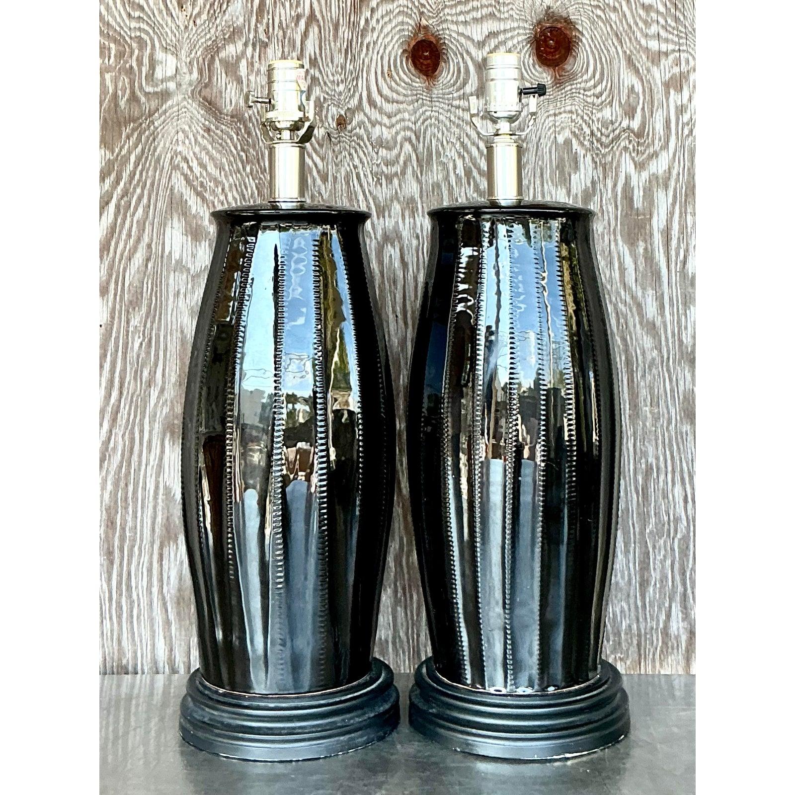 Lampade da tavolo vintage in ceramica smaltata di Vietri - Una coppia in vendita 2