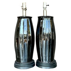 Vintage Regency Vietri Glazed Ceramic Table Lamps - A Pair