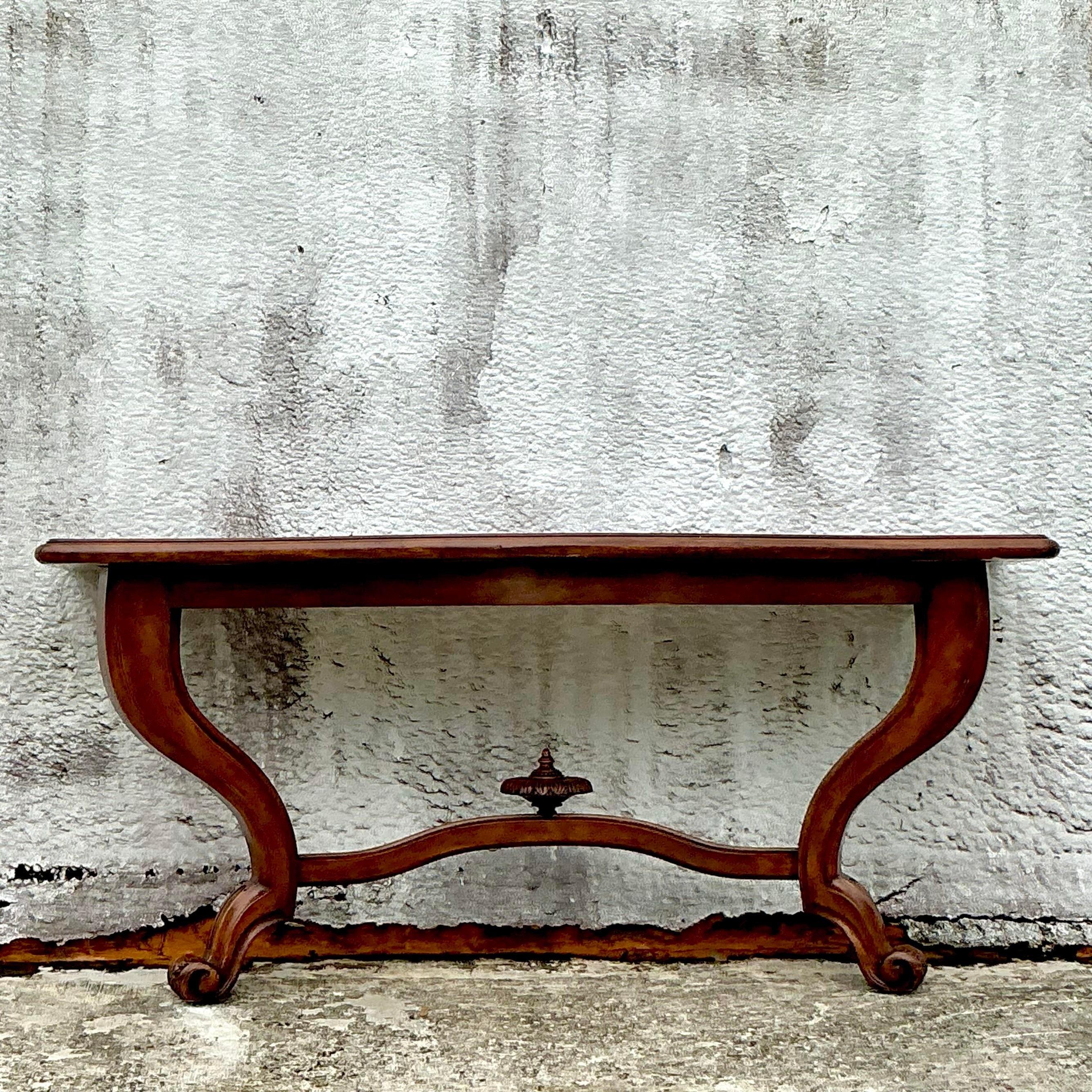 Console murale Regency vintage en bois sculpté Bon état - En vente à west palm beach, FL