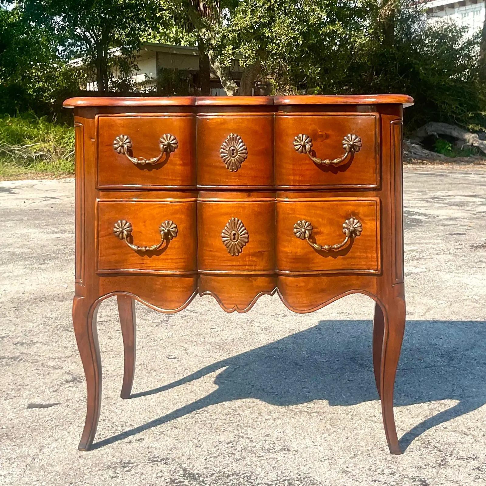 20th Century Vintage Regency Wave Front Chest of Drawers For Sale