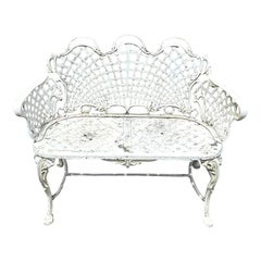 Vintage Regency Web Wrought Iron Bench