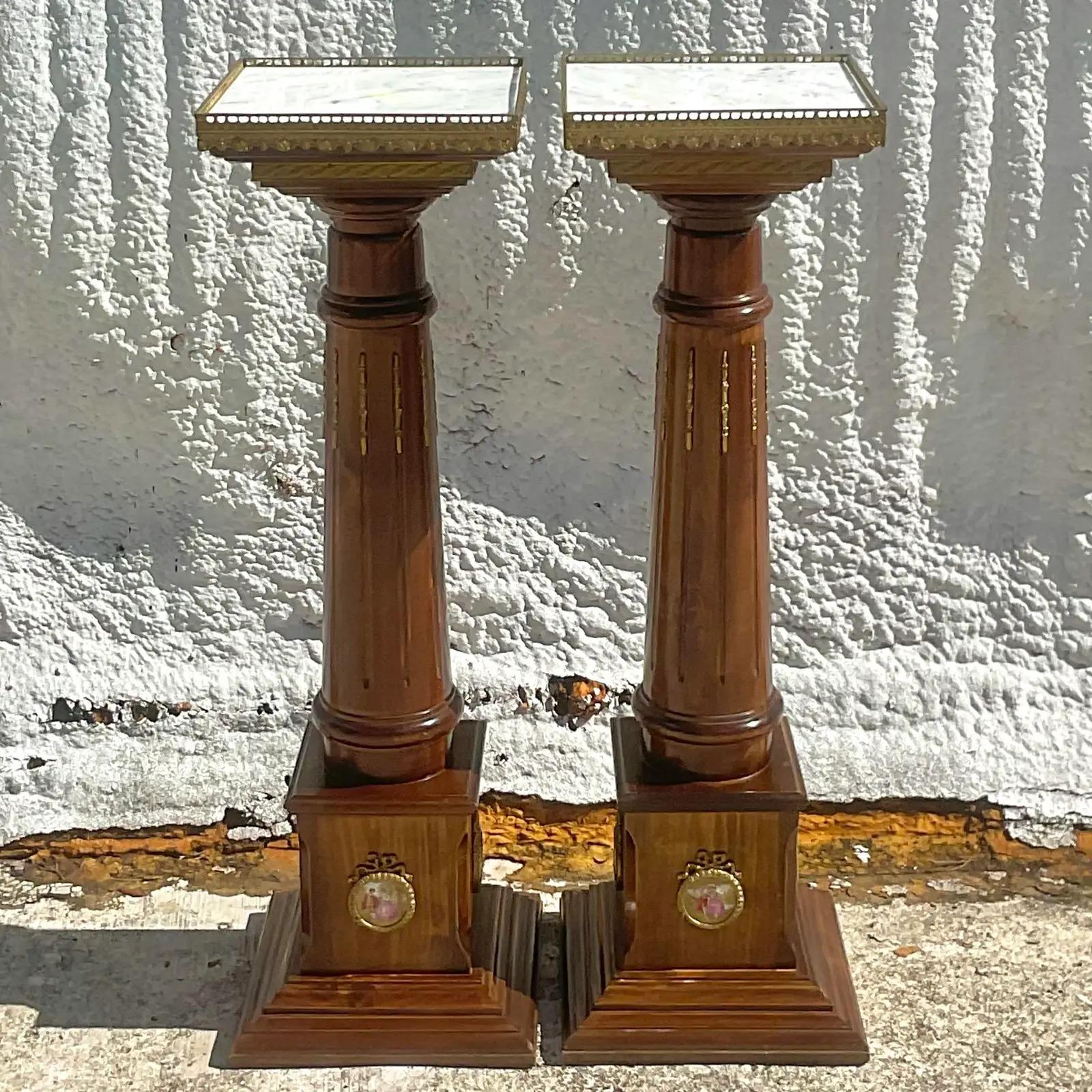 20th Century Vintage Regency Wedgwood Cameo Pedestals - a Pair For Sale