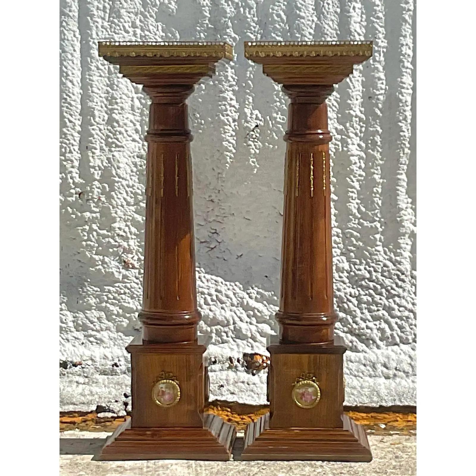 Vintage Regency Wedgwood Cameo Pedestals - a Pair 3
