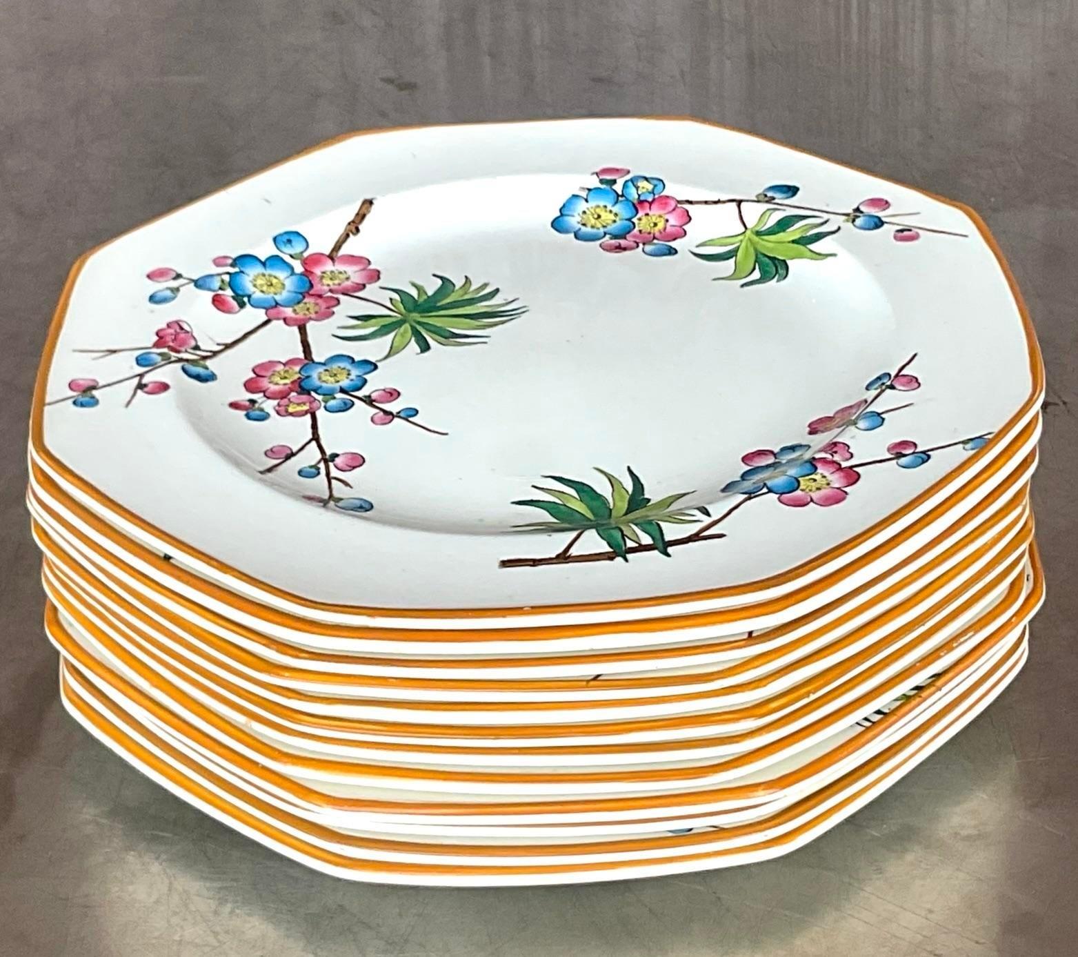 British Vintage Regency Wedgwood Spring Blossom Luncheon Plates - Set of 8