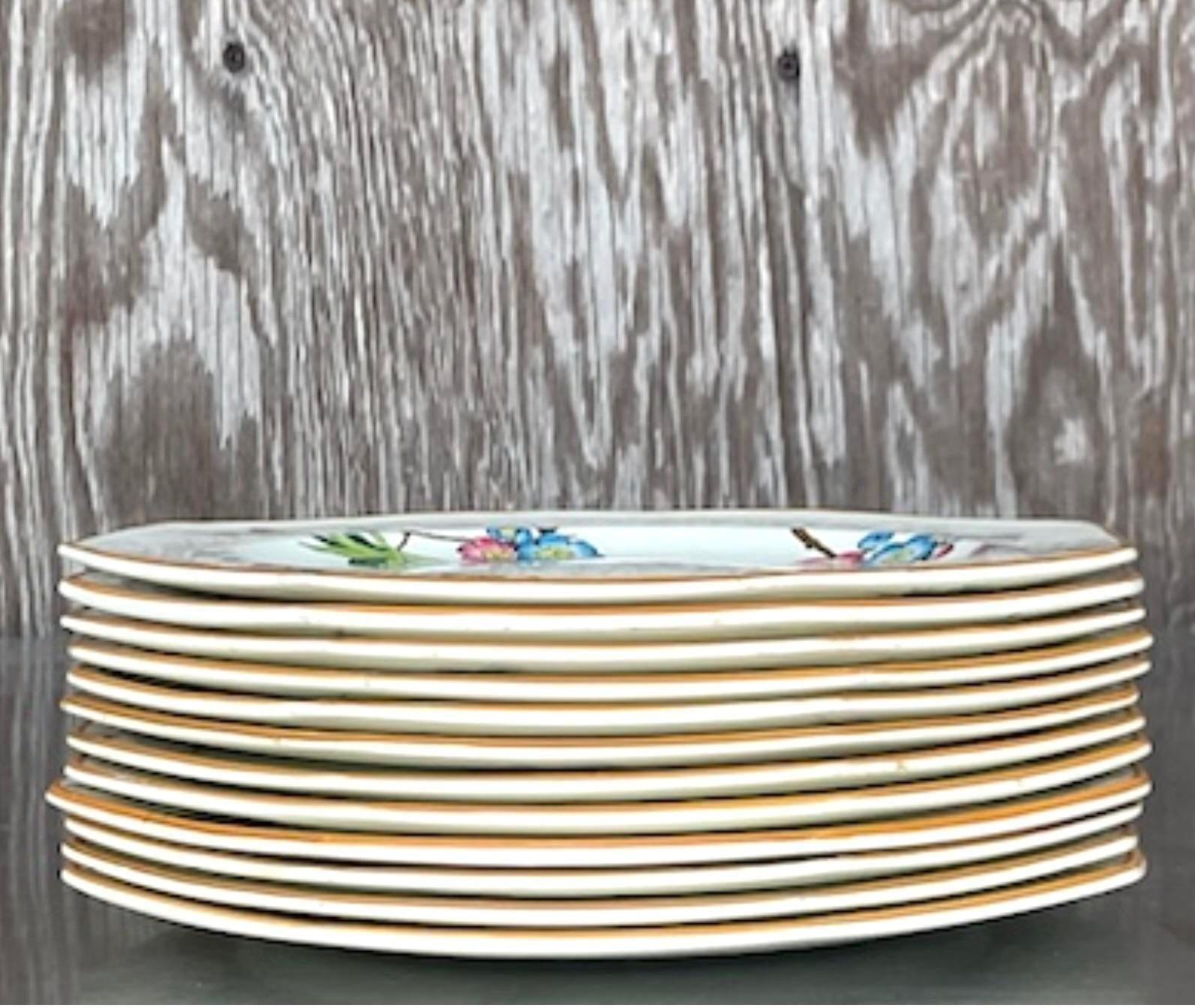 Ceramic Vintage Regency Wedgwood Spring Blossom Luncheon Plates - Set of 8
