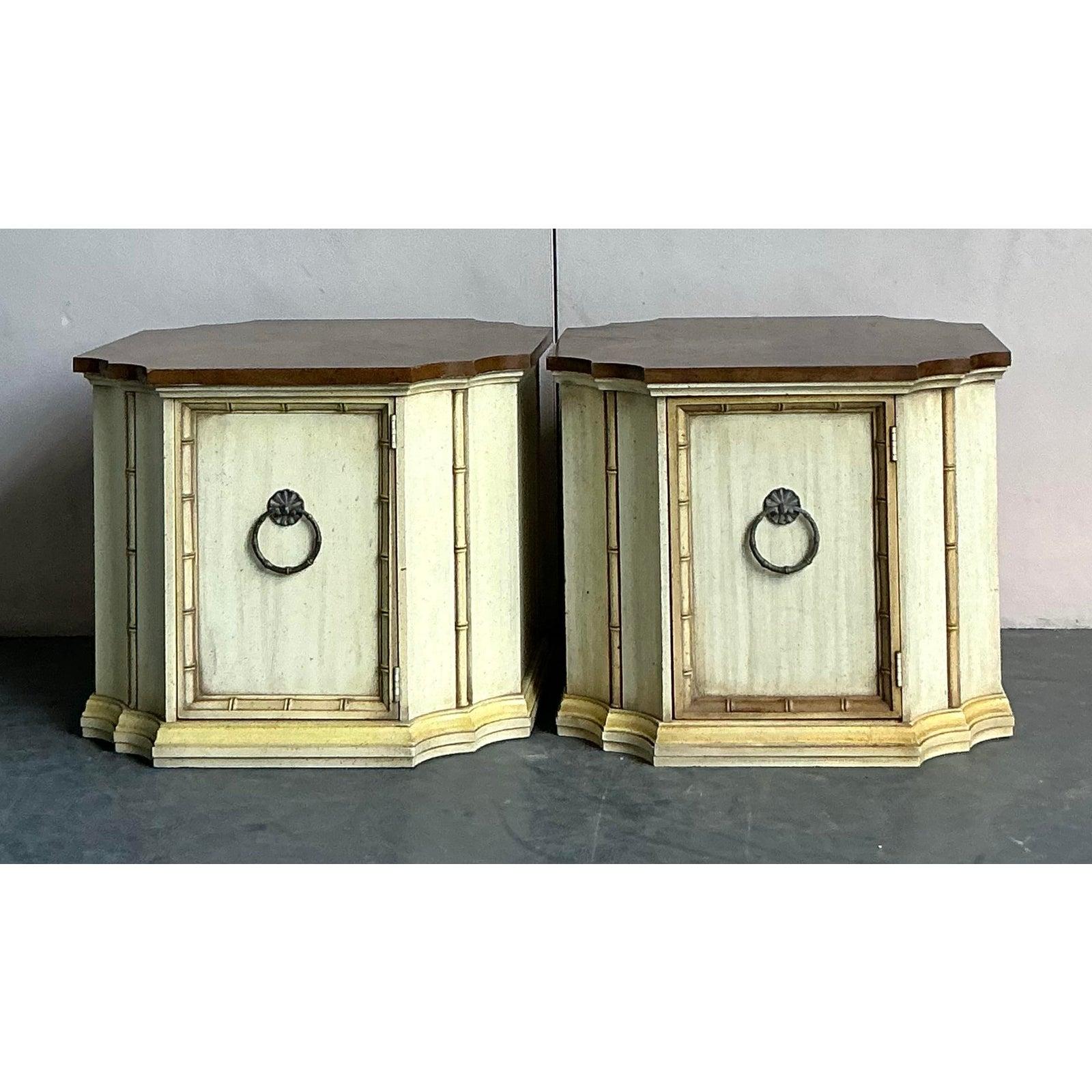 American Vintage Regency Weiman Notched Side Tables - A Pair For Sale