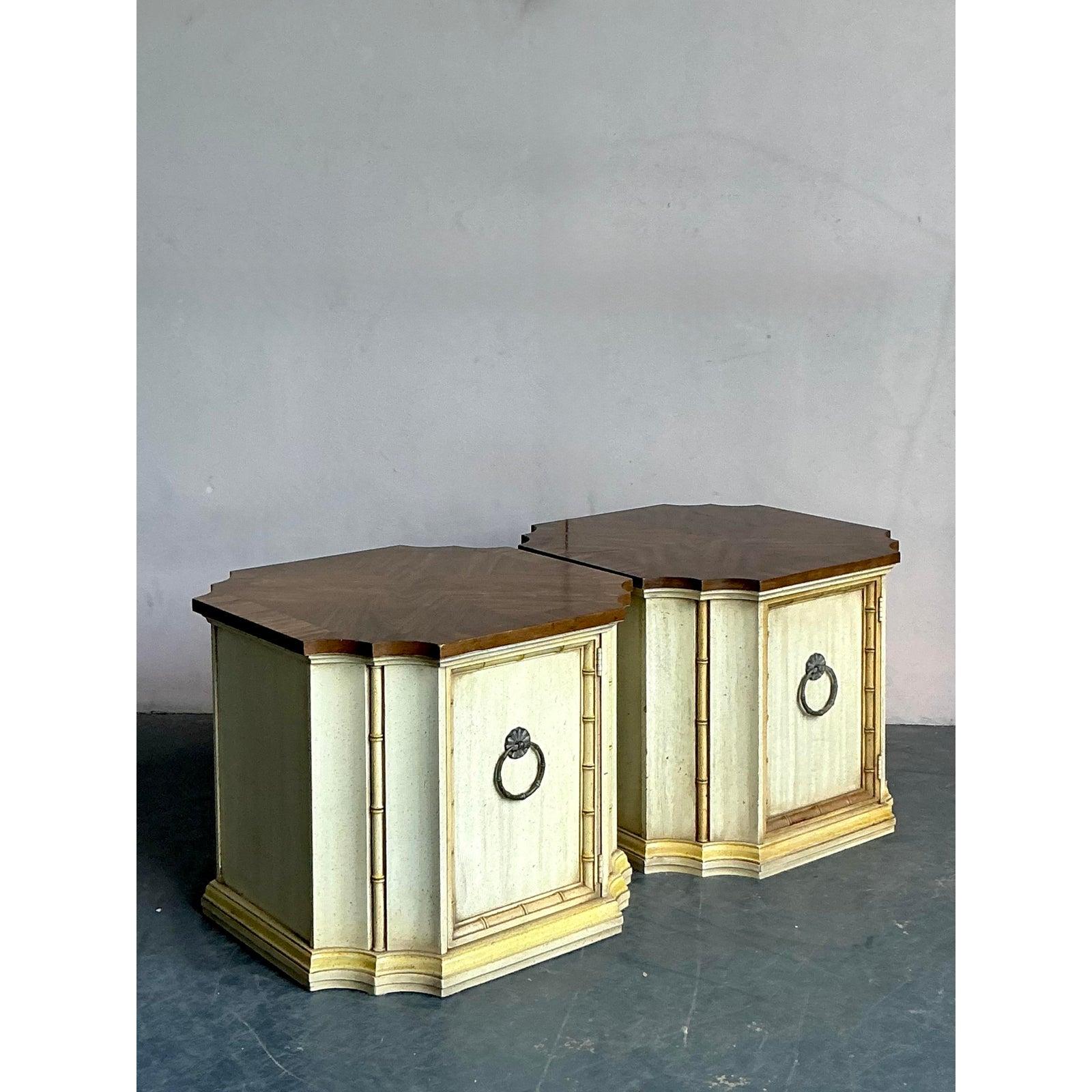 Vintage Regency Weiman Notched Side Tables - A Pair For Sale 2