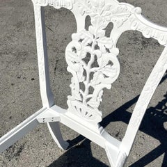 Vintage Regency White Ball and Claw Foot Carved Chippendale Chairs - a Pair