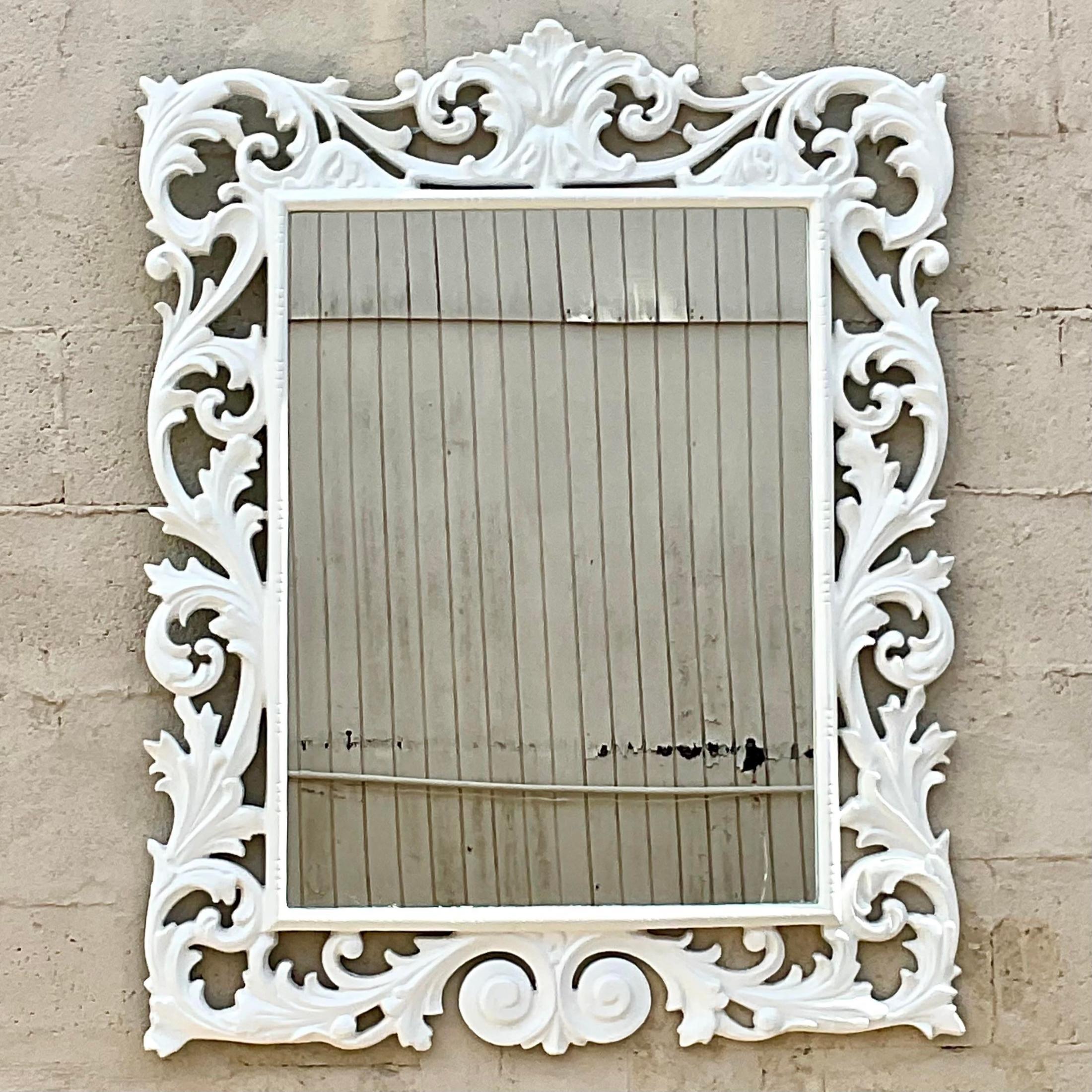 Vintage Regency White Lacquered Mirror For Sale 3