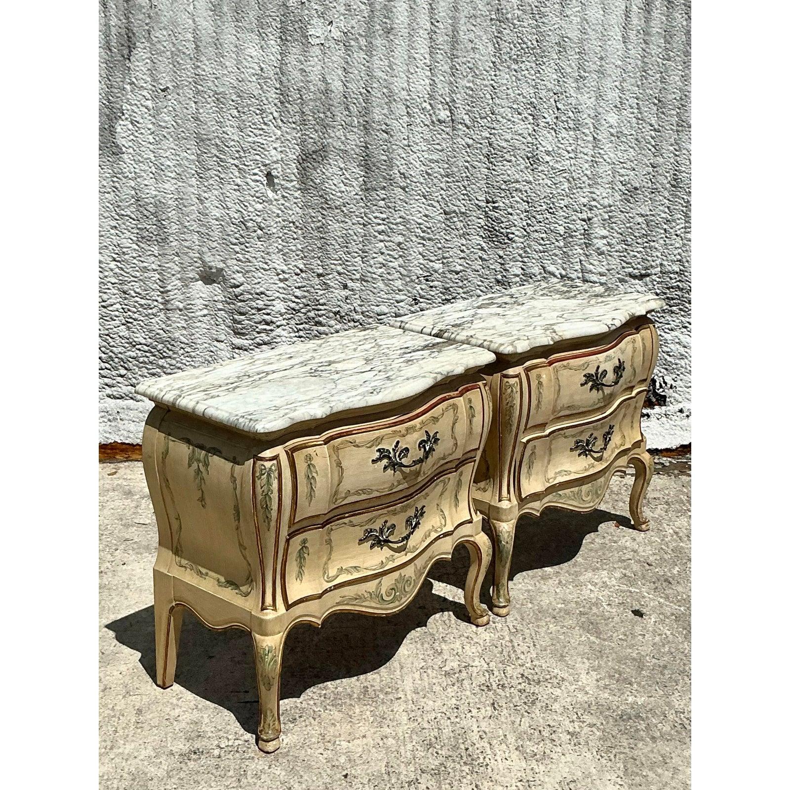 Vintage Regency Widdicomb Marble Top Nightstands - A Pair For Sale 1
