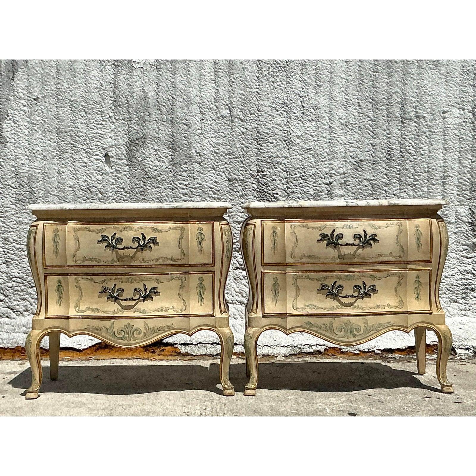 Vintage Regency Widdicomb Marble Top Nightstands - A Pair For Sale 2