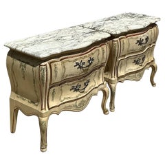 Vintage Regency Widdicomb Marble Top Nightstands - A Pair