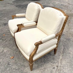 Sedie Bergere dorate d'epoca William Switzer, una coppia