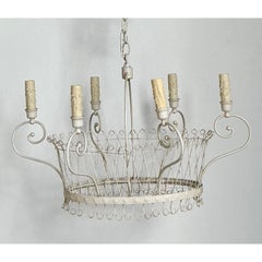 Vintage Regency Wire Basket Six Arm Chandelier