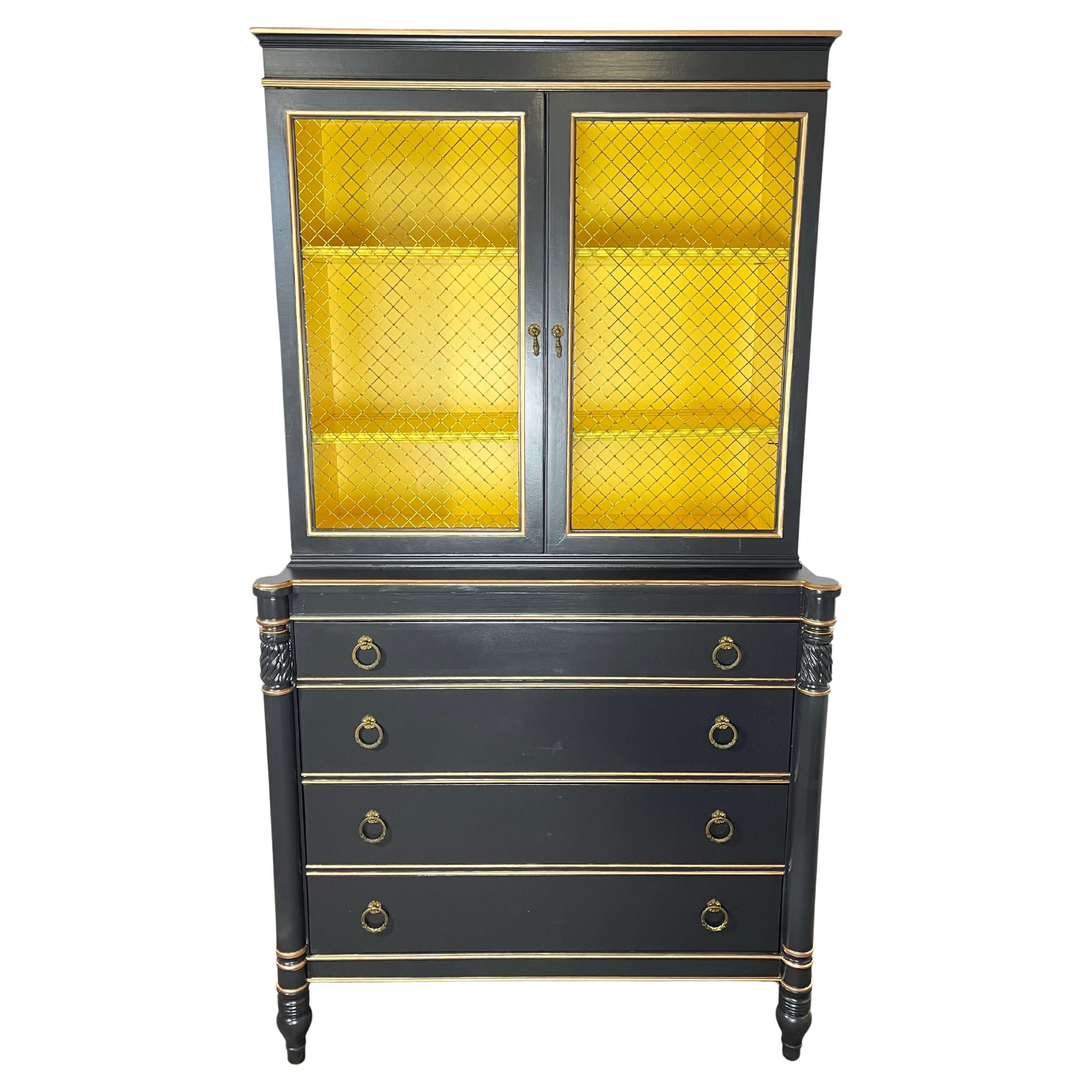 Vintage Regency Wire Mesh Cabinet Chest of Drawers