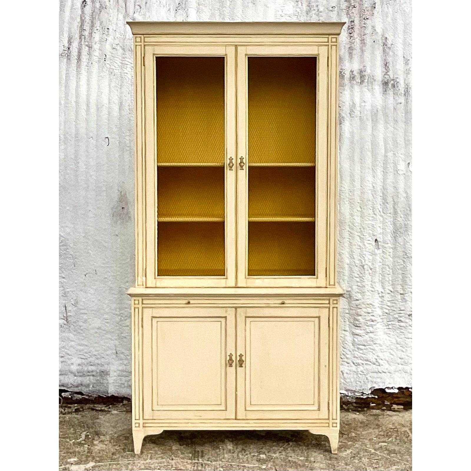 yellow china cabinet