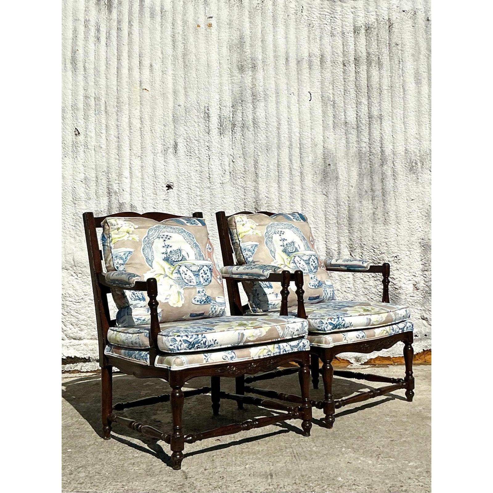 Chaises Vintage Regency en Wood a Frame - Une Paire en vente 4