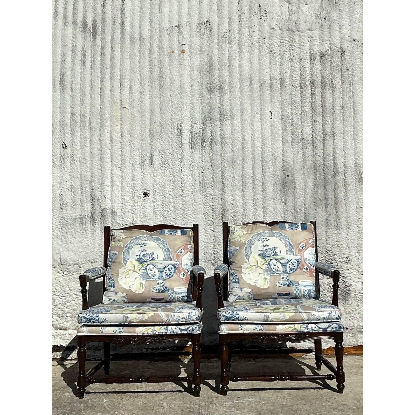 Chaises Vintage Regency en Wood a Frame - Une Paire en vente 2