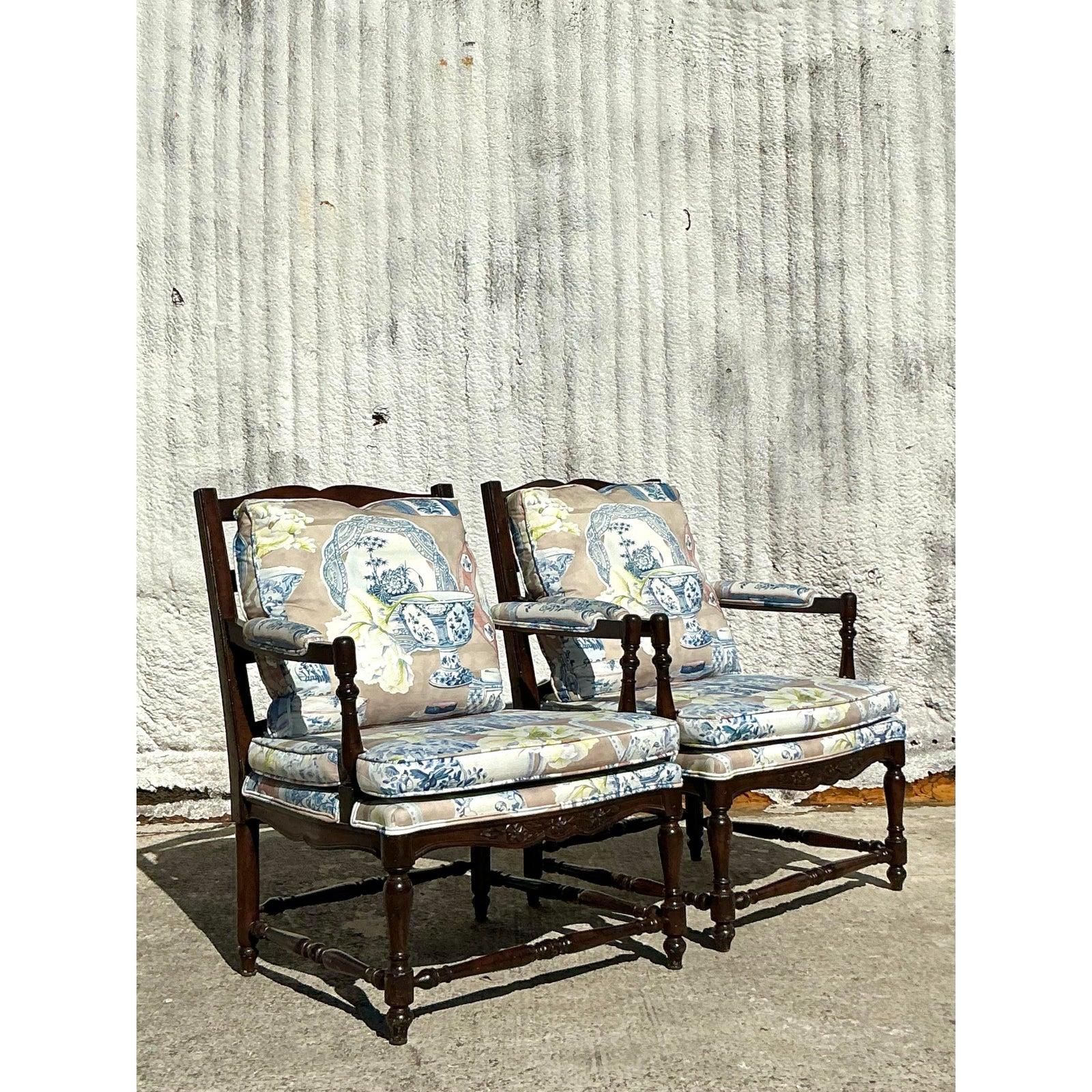 Chaises Vintage Regency en Wood a Frame - Une Paire en vente 3