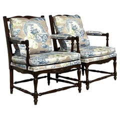 Vintage Regency Wood a Frame Chairs - A Pair