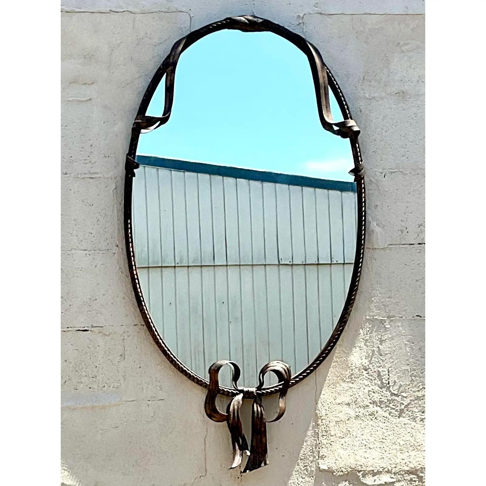 North American Vintage Regency Wrapped Bow Wall Mirror