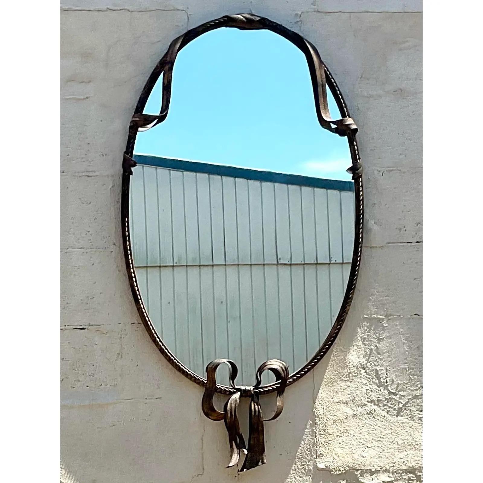 20th Century Vintage Regency Wrapped Bow Wall Mirror