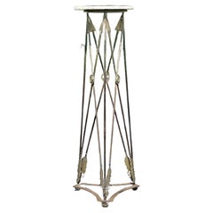 Vintage Regency Wrought Iron and Brass Arrow Pedestal