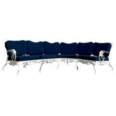 Vintage Regency Wrought Iron Curved Sofa