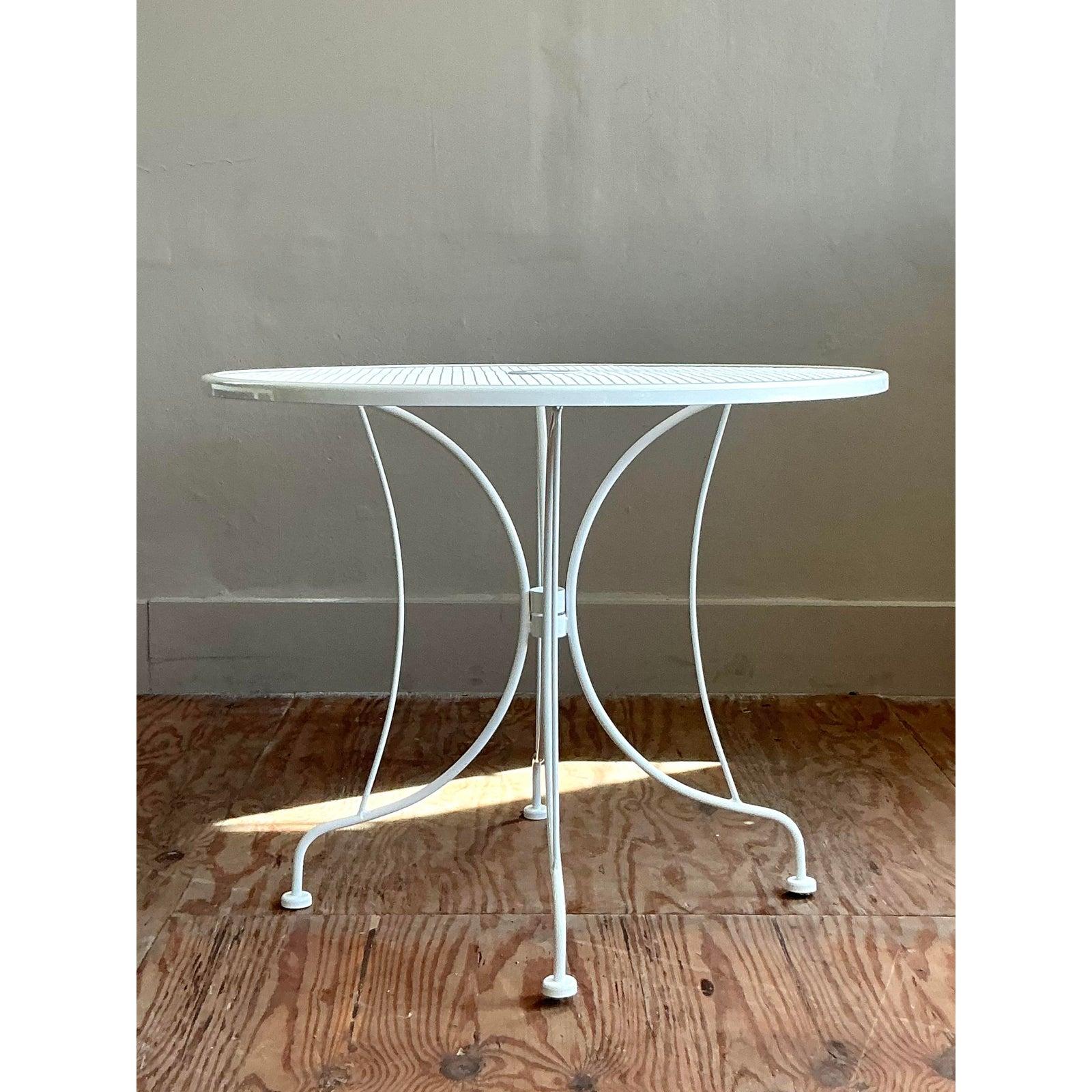 Vintage Regency Wrought Iron Dining Table After Russell Woodard For Sale 4