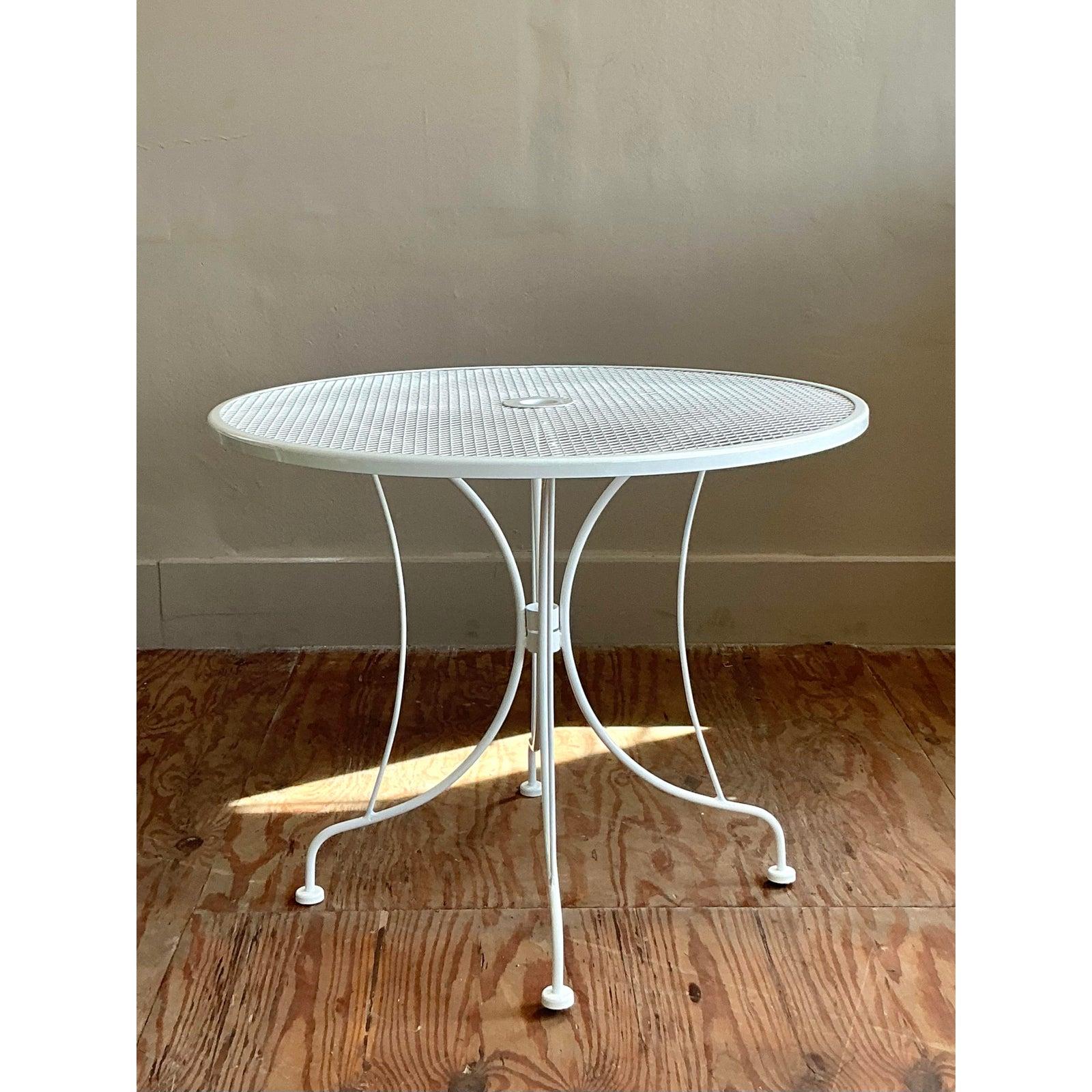 Vintage Regency Wrought Iron Dining Table After Russell Woodard For Sale 5