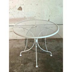 Vintage Regency Wrought Iron Dining Table After Russell Woodard