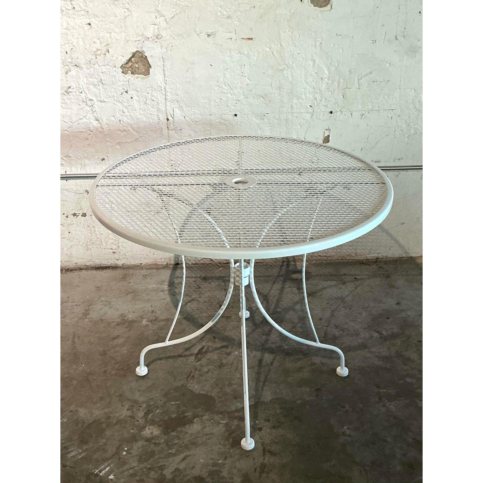 Mid-Century Modern Vintage Regency Wrought Iron Dining Table After Russell Woodard For Sale