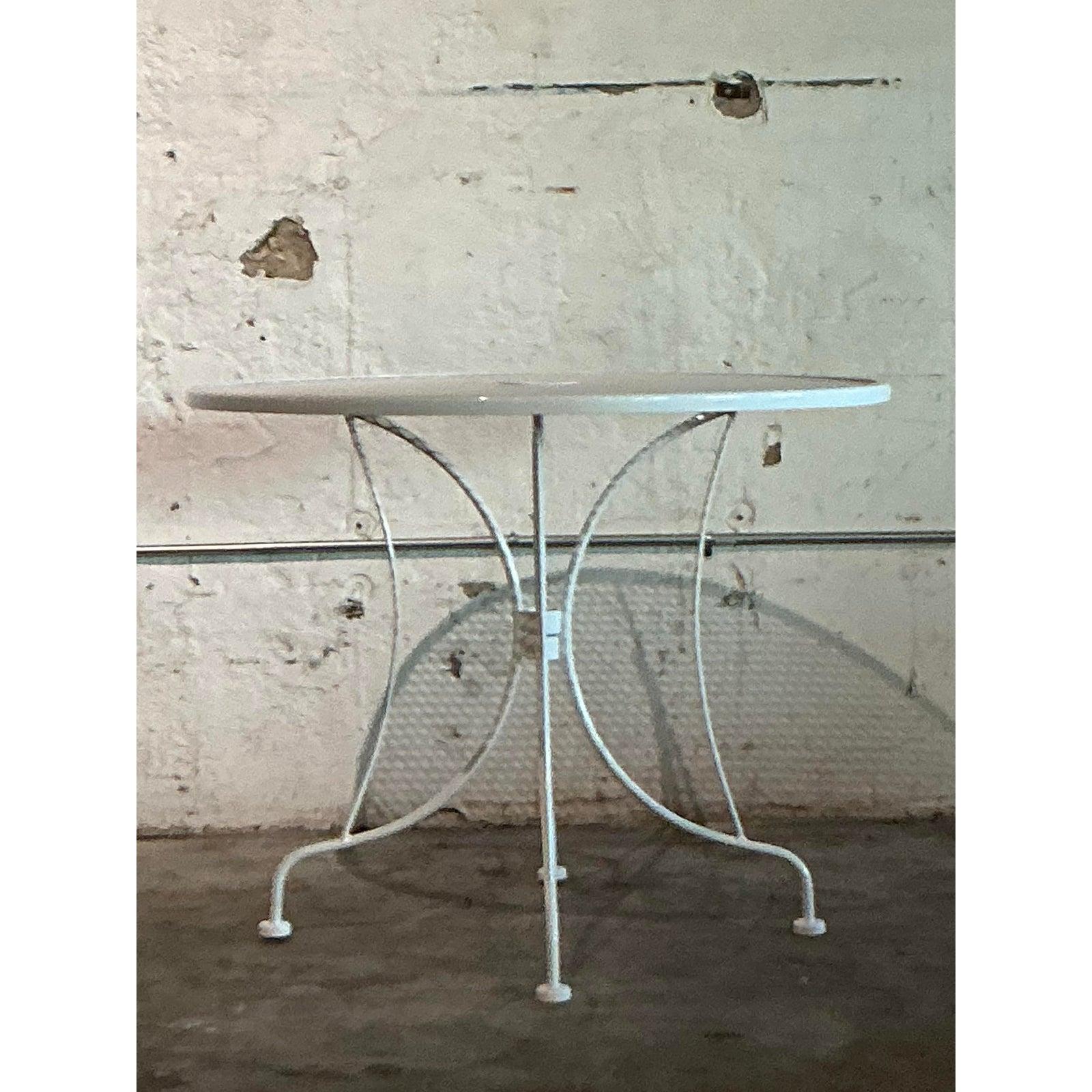 Vintage Regency Wrought Iron Dining Table After Russell Woodard In Good Condition For Sale In West Palm Beach, FL