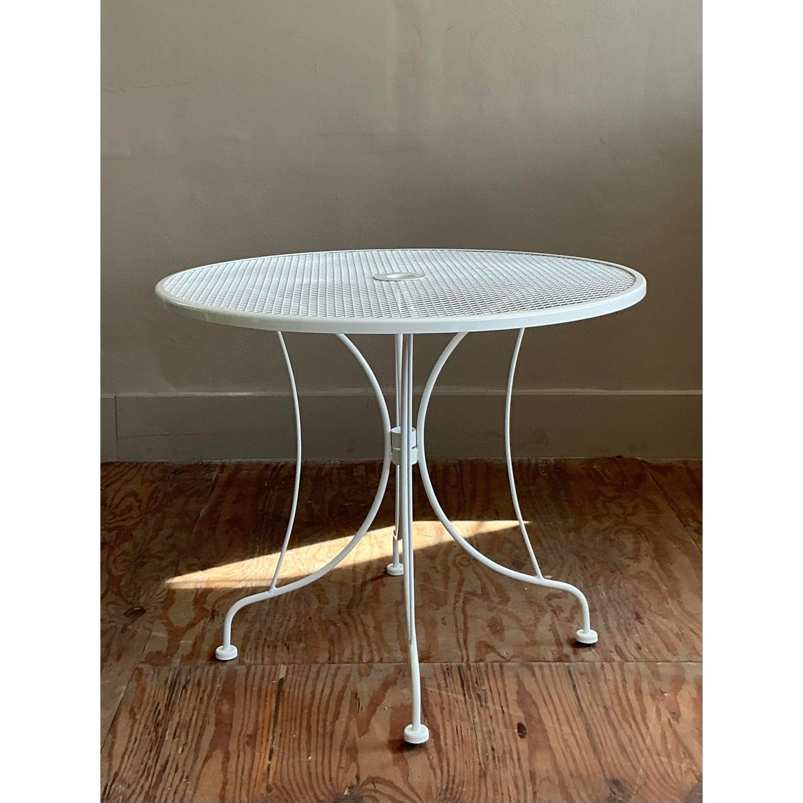 Vintage Regency Wrought Iron Dining Table After Russell Woodard For Sale 1