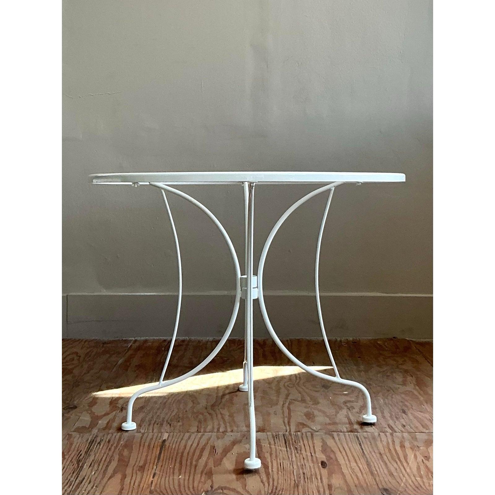 Vintage Regency Wrought Iron Dining Table After Russell Woodard For Sale 2