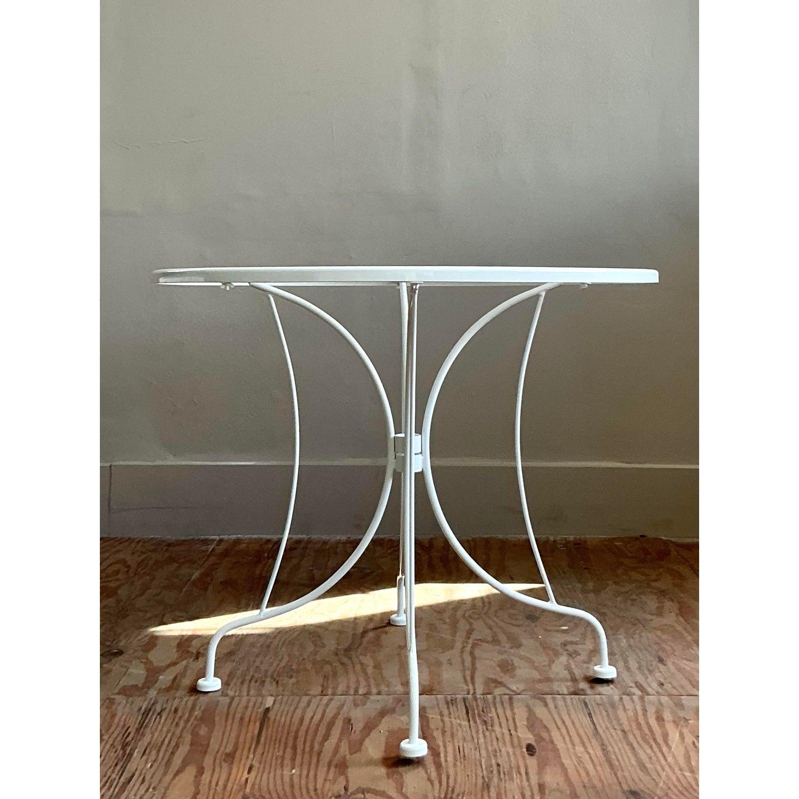 Vintage Regency Wrought Iron Dining Table After Russell Woodard For Sale 3